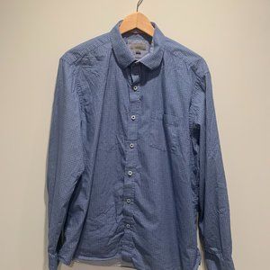 Nicoby Blue Patterned Long Sleeve Button Down, XL, Geometric